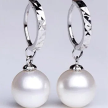 Elegantné 10-11 mm south sea white pearl náušnice 925s