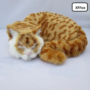 Veľké reálnom živote žltý prúžok mačka model plastická a kožušín roztomilý spiacu mačku bábika darček asi 29x10x31cm xf1404