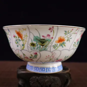 Čínske Staré Porcelánové Zlato Maľovanie Ružové A Kvetinový Vzor, Veľká Miska