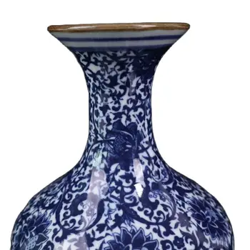 Čínske Staré Porcelánové Modrá A Biela Lotus Váza