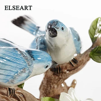 Keramika modrá finches vtákov, domáce dekorácie, svadobné, narodeninové darčeky spálňa ornament plavidlá