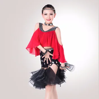 2019 Nové Dievča latinské Tanečné Šaty 3Color Pekné Spandex M-XXXL Veľkosť Detí s Odev Fringe tanečné Oblečenie DQ2049
