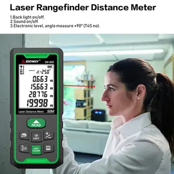 SW-50G Zelenej Diaľkomer Laserový Merač Vzdialenosti 50m Laser Rozsah Finder Trena Elektronické Úrovni Pravítko Laser Pásky Opatrenie Predaj