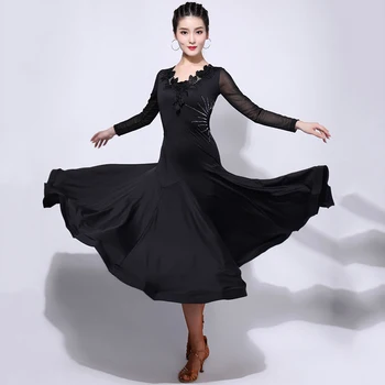 Žena Sála Šaty Flamenco Rave Oblečenie Black Štandardné Tanečné Šaty Dámske Valčík španielsky Praxi Výkon Nosenie DNV12497