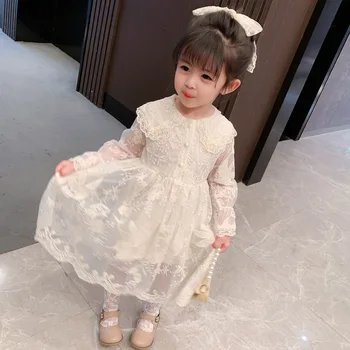 Nové 2021 Roztomilý Módne Batoľa Dievča Princezná Šaty, Baby, Dievčatá Oblečenie S Dlhým Rukávom Čipky Deti Dobrej Kvality