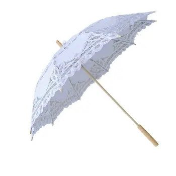 Plavidlá čipky dáždnik, čipky parasol a ventilátor nastaviť svadby, svadobný dáždnik