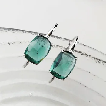 2018 Earings Módne Šperky S925 Tremella Krúžok Krištáľové Náušnice Jednoduchý Dlhý Geometrické Námestie Elegantné Telo Rez Príslušenstvo Pre