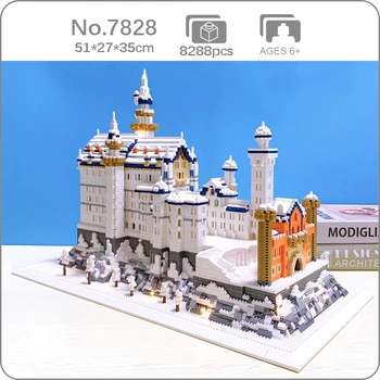Č 7828# Svetovej Architektúry Zimné Swan Kamenný Hrad Sneh Strom Modelu Mini Diamond Tehly Stavebné Bloky Hračka Narodeninám