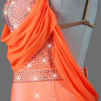 Nový Štýl Latinské Tanečné Šaty Žien Výkon Kostýmy Orange Latinskej Sukne Tango Praxi Nosenie Súťaže Latinskej Šaty Vlastné
