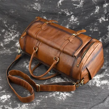 Retro krava kožené cestovná taška tašky cez rameno, business kabelky rub farebné tašky