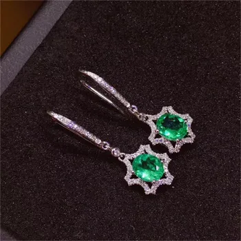 Oslňujúci striebro smaragdové náušnice kvapka pre svadobné prírodné emerald strieborné náušnice kvapka 925 silver emerald jewerly darček pre ženu