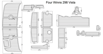 Štyri Winns 298 Vista - Plávať Platformu & Kokpitu Pad Loď EVA Teakové Podlahy 1/4