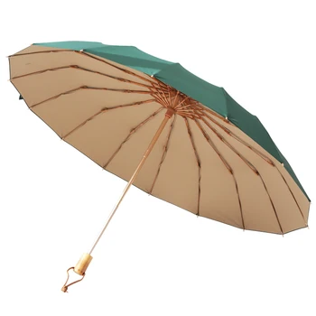 Japonský Luxusné Wowden Parasol Jednoduchá Žena, Slnečný Daždivé Veľké Skladacie UV-Ochrana Odolná Dáždnik Vintage Vetru U5B