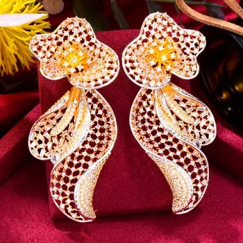 KellyBola Módnej Značky Módne Luxusné Kvety a Chic Geometrické Zirconia Náušnice dámske Svadobné Party Šperky D499A