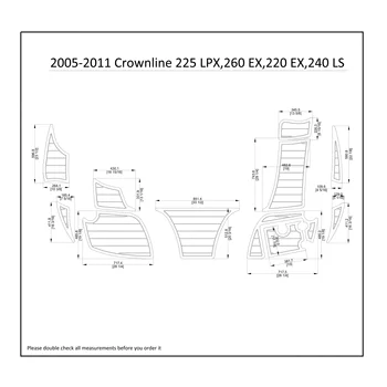 2005-2011 Crownline 225LPX 260 EX 220EX 240LS Add-on Plávať Platformu Loď EVA Teak Podlažie Poschodie
