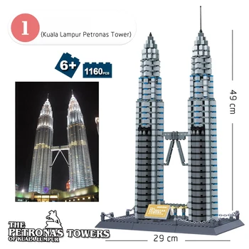Wange 5213 Nové Slávny Architektúry Série Kuala Lampur Petronas Tower 3D Model Budovy Blokov Klasické Hračky Pre Deti,