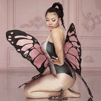Motýlích Krídel Kamienkami Kombinézu Halloween Party Show Oblečenie Sála Kostýmy nočný klub DJ, Spevák, Tanečník Fáze Nosenie DT2399