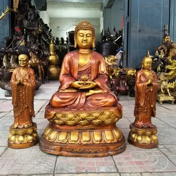 Sada Obrovské číslo Buddha DOMÁCEJ Svätyne chrámu Ochrany # Tantra Budhizmus Amitabha, Buddha Šakjamúni Anan gaye Bronzová socha