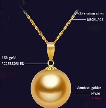 HABITOO AU750 Prírodné Southsea Perly, Prívesok, Luxusné 18K Zlata Príslušenstvo Jemné Šperky pre Ženy Očarujúce Darčeky