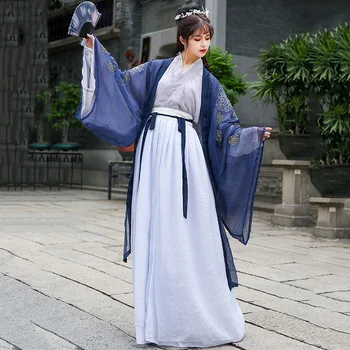 Modrá Hanfu Ženy Starovekých Výkon Tanečných Kostýmov, Čínsky Festival Oblečenie Lady Orientálna Fáze Oblečenie Ľudové Rozprávky Šaty DF1025