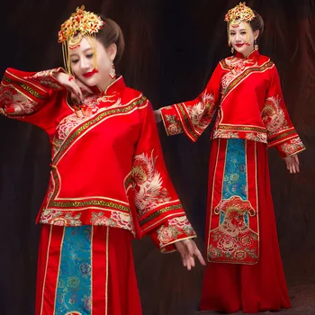 Ženy, Svadobné Šaty Retro Čínske Svadby Manželstva Svadobné Šaty Žena Svadobný Kostým Čínske Tradičné Oblečenie Oblečenie 89