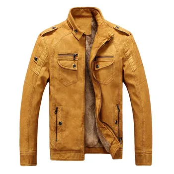 Horúce kvality Jeseň A v Zime mužov kožená bunda teplá plus zamatový kabát voľný čas mužov bunda na motocykel Vetru PU koža
