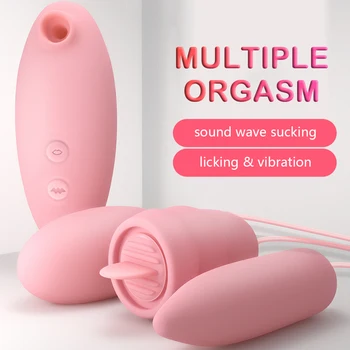 4 v 1 Vibračné Vajíčko Klitorálny Análny Stimulátor plug Jazyk Lízanie Bradaviek Sania Pošvy, Masáž, Sex Hračky Pre Ženy/Páry