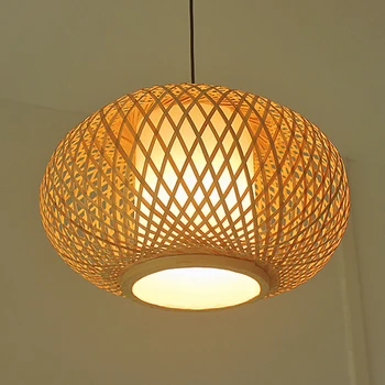 Ručne pletené Bambusu Prívesok Svetlo,Japonsko štýl E27 pre reštaurácia, spálne, Rustikálny ratan umenie lampadario priemyselné svietidlo suspendues