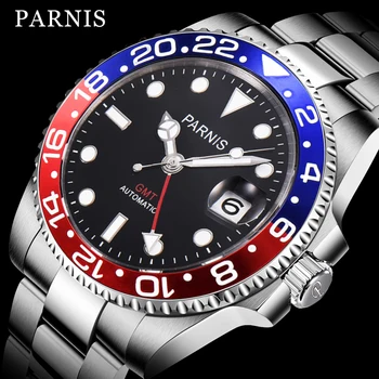 Parnis 40 mm Mechanické Hodinky GMT Sapphire Crystal Človek Pozerať 2021 Automatické Relogio Masculino Úlohu Luxusné Náramkové hodinky Mužov darček