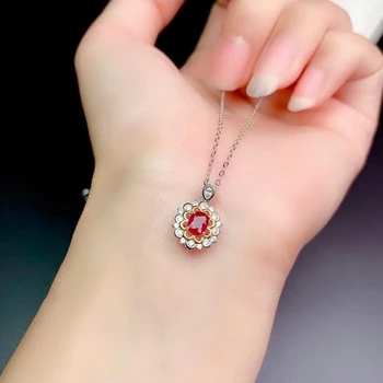 GGP9 nádherné red ruby náhrdelník reálne 925 silver ženy kľúčnu kosť náhrdelník jemné šperky prírodný klenot dievča strany darček l