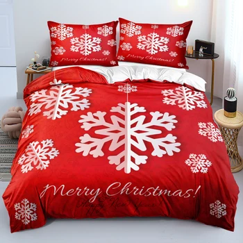 Vianočné Série Deka Kryt Nastaví Biela Červená Vianočné Darčeky Cumlík Shell obliečky na Vankúše Twin Plný Kráľovná King Size pre Spálne