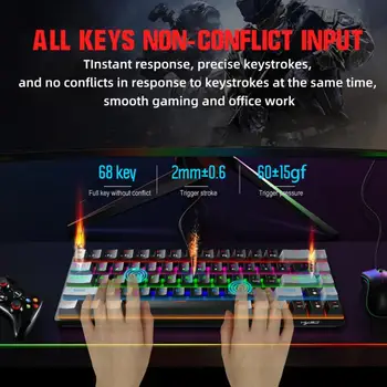 V800 Mechanické Klávesnice drôtové klávesnice, Modrá Osi Červená Osi 68-tlačidlo Dual-farebná RGB Viacerých Podsvietená Herná Klávesnica pre hráčov