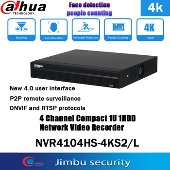 Dahua 4K NVR 4ch NVR4104HS-4KS2 H. 265 P2P 1080P až 8MP Rozlíšenie Max 80Mbps Prichádzajúce Pásma Onvif Video rekordér