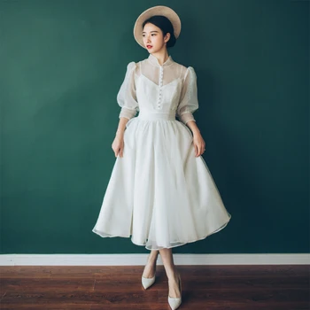 Očarujúce Svadobné Šaty 2020 Real Foto Weddingdress Hepburn Vestido De Noiva Šaty Formálne Šaty Saténové Svadobné Šaty Travel Foto