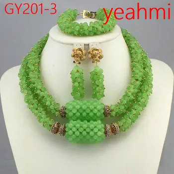 Nové Nigérijský Crystal Korálky Náhrdelník Šperky Set Afrického Ručné Kráľovská Modrá Štýl Svadobné Šperky Nastaviť GY201-2