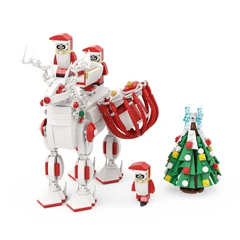 MOC Nový Rok Vianočné Darčeky Santa Claus Jeleň DIY Stavebné Bloky Zhromaždiť Tehly Častí Dekorácie Dospelých Dieťa Hračku Darček k Narodeninám