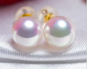 AAA prírodné 8-9mm Akoya white pearl pearl náušnice