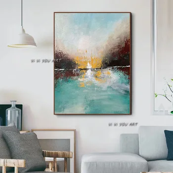 Veľká Veľkosť Textúry Ručné Olejomaľba Na Obývacia Izba, Spálňa Abstraktné Mraky Modrá Krajina Wall Art Domova Bez Rámu