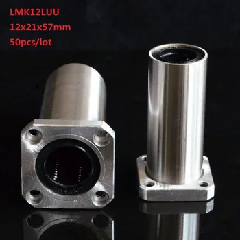 50pcs/veľa LMK12LUU 12x21x57mm dlho námestie príruby lineárne guľkové ložiská puzdro pre cnc 3d tlačiarne