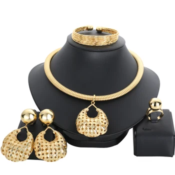 Yoomuna Afriky Šperky Sady pre Ženy,Dubaj 24K Zlatom Pozlátené Náušnice, Náhrdelník, Nastavený Pre Dámske Šperky Darček