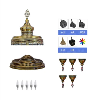 Moroccon Lampa, Domova, Mozaiky Lampa, Stolná Lampa, 3 Veľké Svete, Ručne vyrábané v Turecku