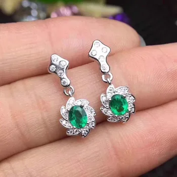 Prírodné smaragdové náušnice v 925 sterling silver drahokam šperky pre ženy s darčekovej krabičke