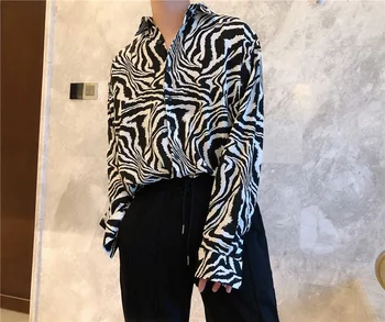 2021 Mužov Zebra Prúžok Tlače Voľné Tričko Muž Úzko Spájat Hem Dizajn Tričko Pre Muža Trend Značky Módnych Kórejský Tričko Fáze Oblečenie