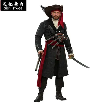 Nový Luxusný Kapitán Pirátske Cosplay Kostým Halloween Veľkonočné Výkon Kostýmy pánske Čierne Fúzy Kostým Pirát