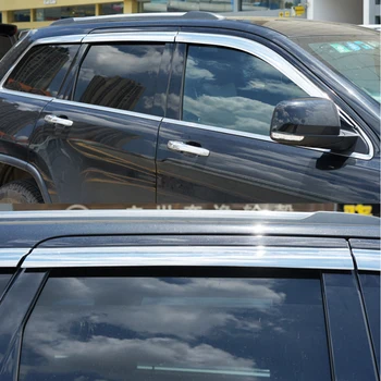 1 Nastavte Chrome Bočné Ventilačné Slnečník Okno Clony Proti Oslneniu Dážď Stráže Lamely Na Jeep Grand Cherokee Na Roky 2011-2020