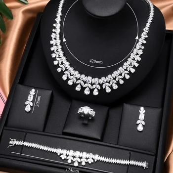 Soramoore Luxusné Nádherné Jasné, Transparentné CZ Iskrivý Náhrdelníky Náušnice Svadobné Svadobné Šperky Sady Strana Dubaj Šperky 2021