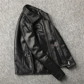 Kožená Bunda Mužov Originálne Oblečenie 2021 Streetwear Pánske Jesenné Ovčej Kože Kabát Bežné Slim Fit Moto Bundy LW1660