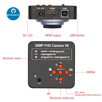 38MP HDMI USB Video Mikroskopom Fotoaparát Vysoké Pokrytie Vzdialenosti Kontinuálne Zoom 120X C mount objektív Pre CCD, CMOS Priemysel Mikroskopom