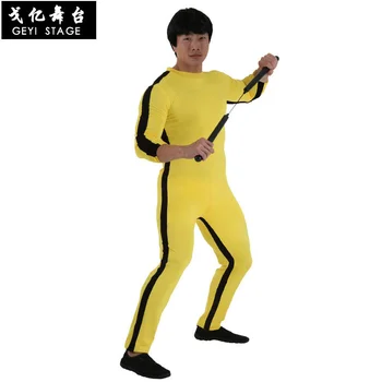 Bruce Lee Remienky pre Dieťa Dospelých Žltá Wushu Uniformy Kung Fu Nastaviť Wu Shu Oblečenie Čínsky Kostým pre Mužov Bojových Umení Sady