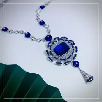 2021 Módne Luxusné Modrá Kvapka Vody Jednoduchý Náhrdelník Žien, Žien Vysokej Kvality Strany Svieti Kvet Tvar Značky Návrhár Šperkov